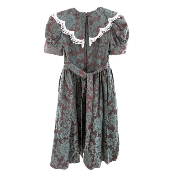 Jessica McClintock vintage dress deep green brocade and lace size 8 - Picture 7 of 11